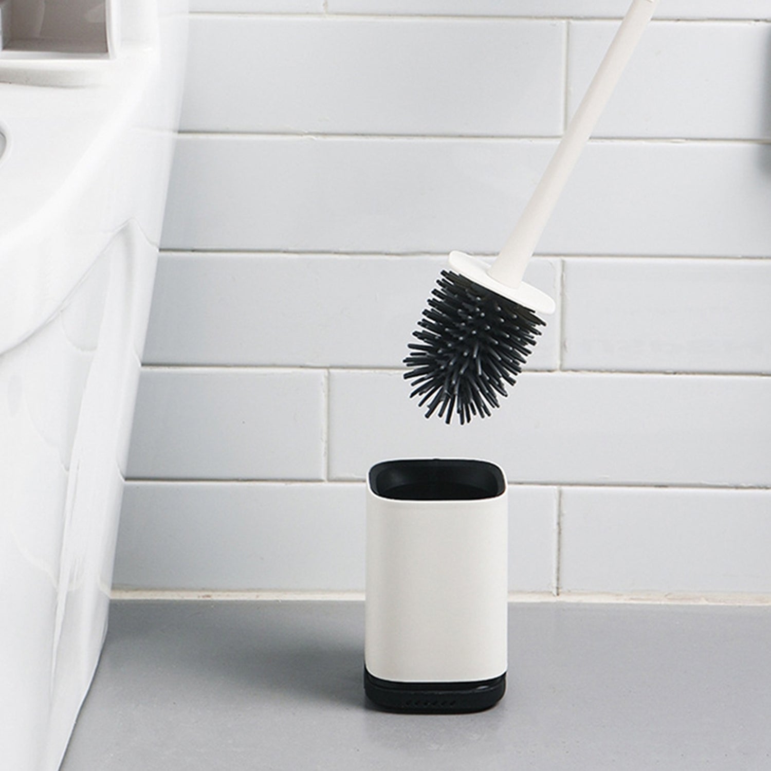 7601 Silicone Toilet Brush with Holder Stand , Brush for Bathroom Cleaning, Cleaning Silicone Brush and Holder DeoDap 7601 Silicone Toilet Brush with Holder Stand , Brush for Bathroom Cleaning, Cleaning Silicone Brush and Holder DeoDap